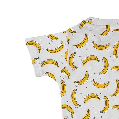 Boys White Banana Print T-shirt