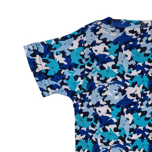Boys Blue Camouflage Print T-shirt