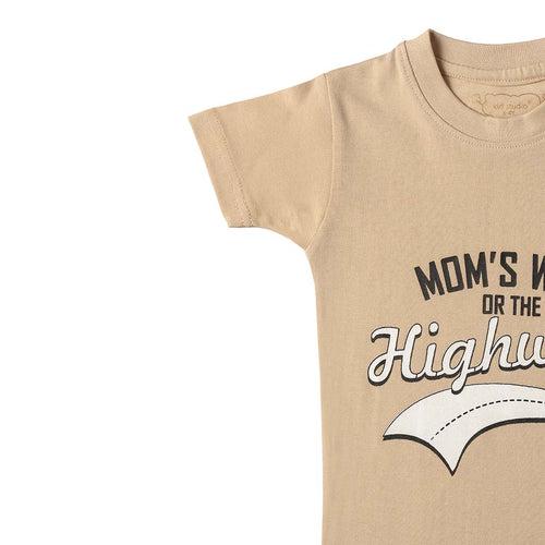 Boys Beige Text Print T-shirt