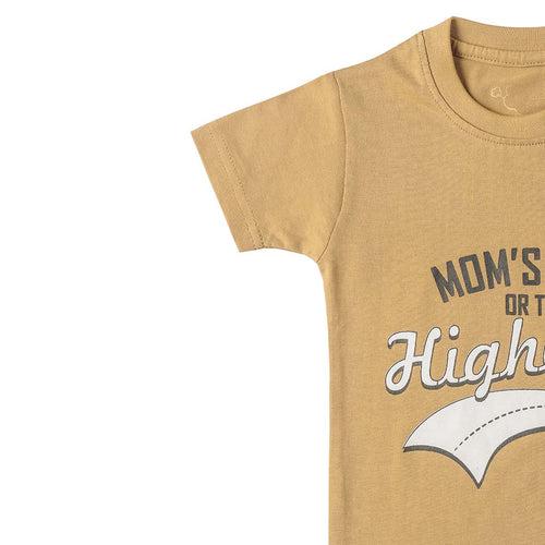 Boys Beige Text Print T-shirt