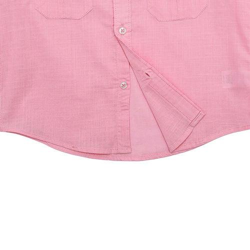 Boys Pink Cotton Slub Shirt