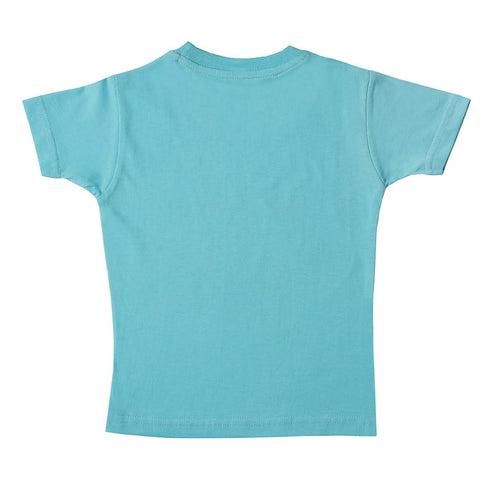 Boys Light Blue Text Print T-shirt