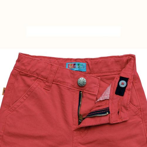 Girls Red Cotton Stretch Short