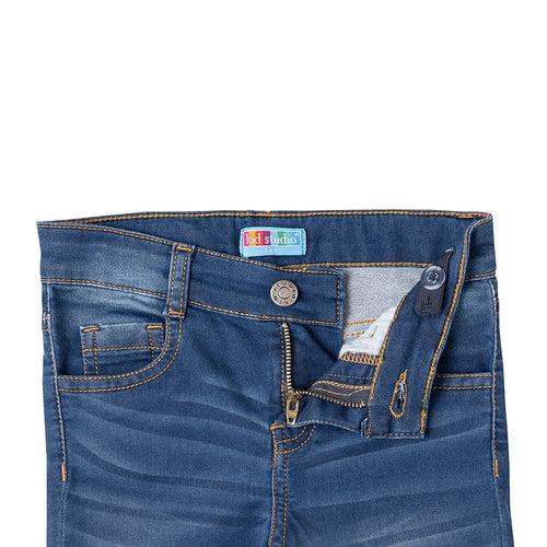 Boys Blue Tapered Fit Stretch Jeans