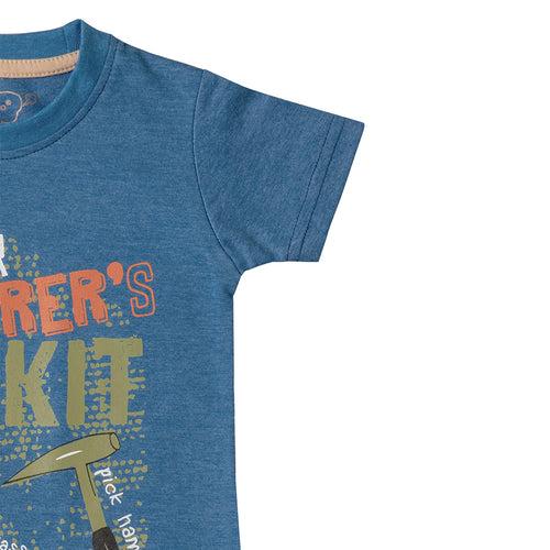 Boys Blue Dino Kit Print T-shirt