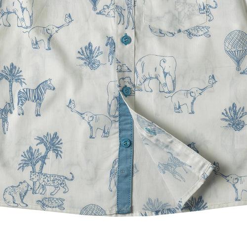 Boys White Animals Print Shirt