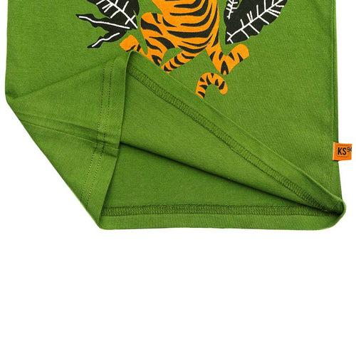 Boys Green Tiger Print T-shirt