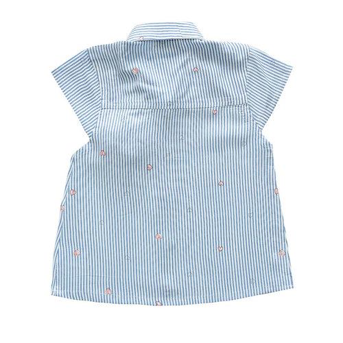 Girls Light Blue Stripe Cotton Top