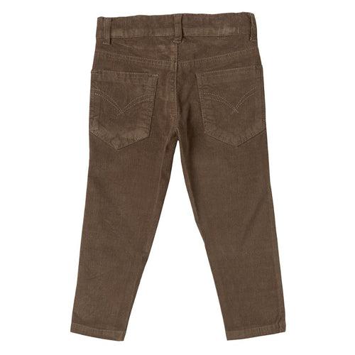 Boys Brown Slim Fit Corduroy Trouser