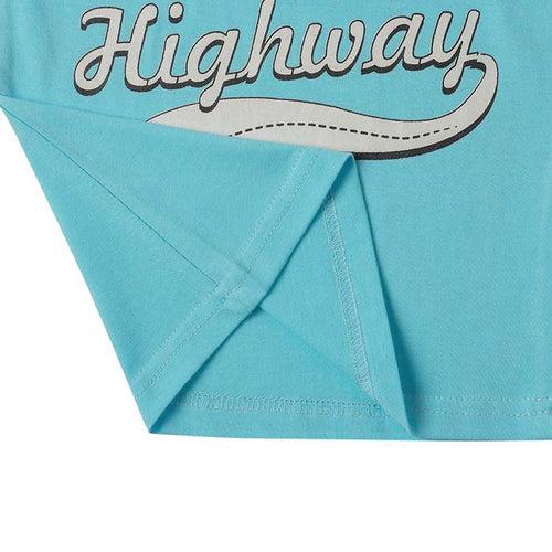 Boys Light Blue Text Print T-shirt