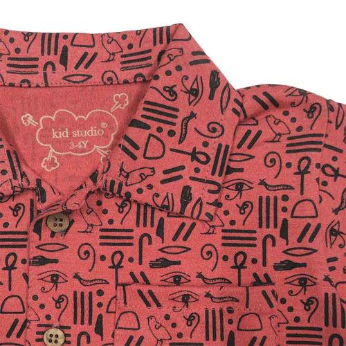 Boys Red Printed Shirt