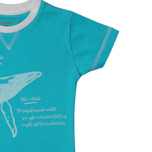 Boys Turquoise Blue Whale Print T-shirt