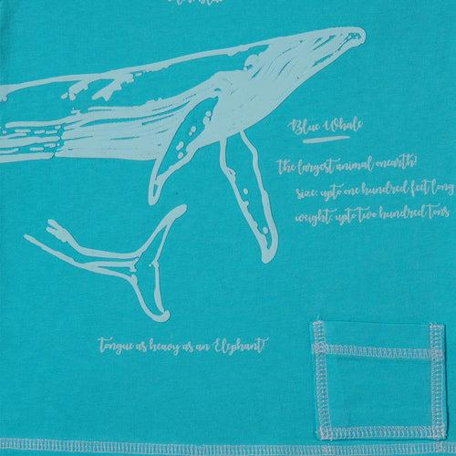 Boys Turquoise Blue Whale Print T-shirt