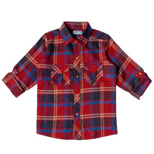 Boys Red & Blue Flannel Shirt