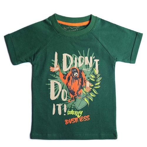Boys Green Monkey Print T-shirt