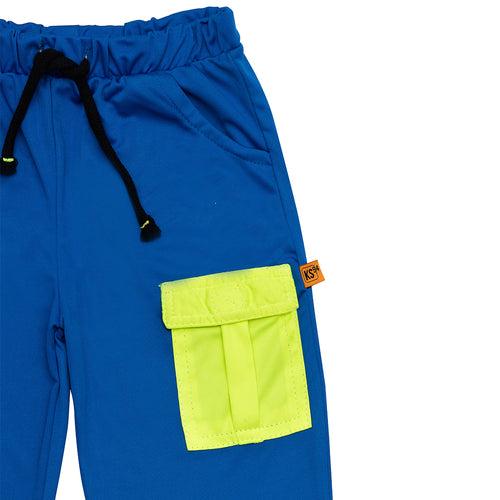 Kids Blue Knit Cargo Joggers