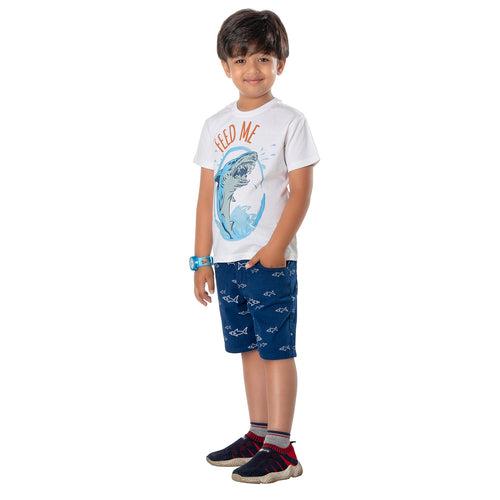 Boys Blue Fish Print Shorts