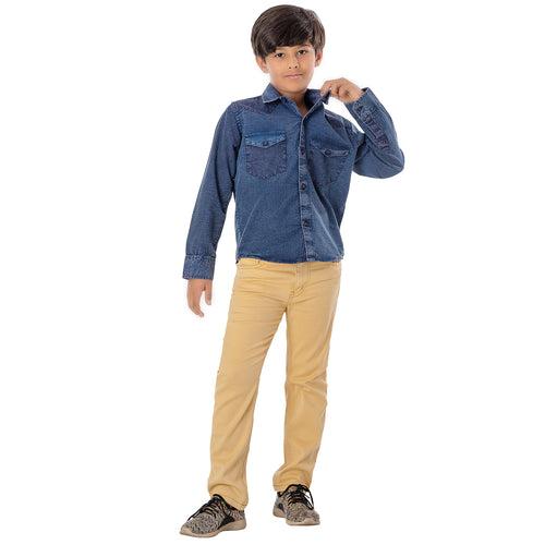 Boys Khaki Slim Fit Stretch Chinos