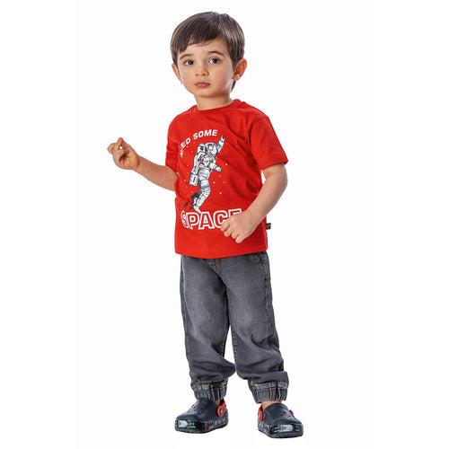 Boys Red Space Print T-shirt