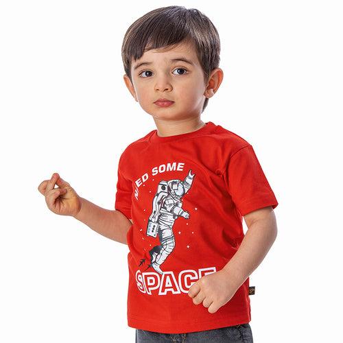 Boys Red Space Print T-shirt