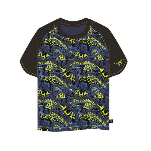 Boys Navy AOP Dino Print T-shirt