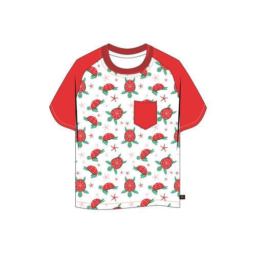 Boys White AOP Turtle Print T-shirt