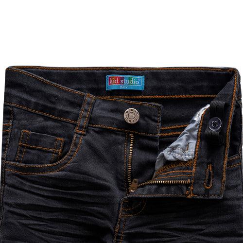 Boys Black Tapered Fit Stretch Jeans