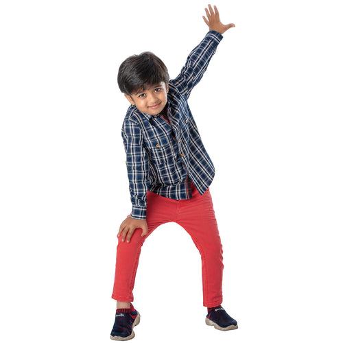 Boys Red Slim Fit Stretch Chinos