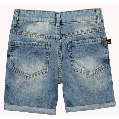 Boys Blue Astronaut Printed Denim Short