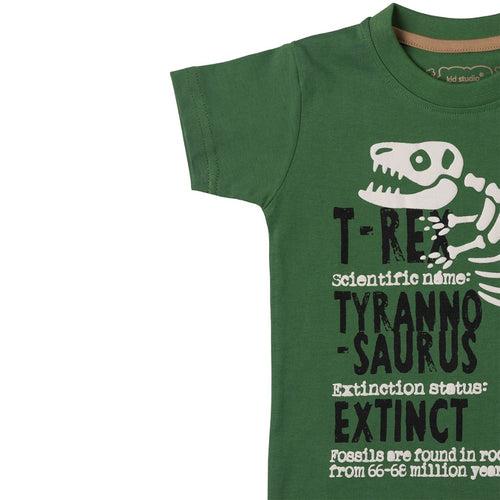 Boys Green Dino Print T-shirt