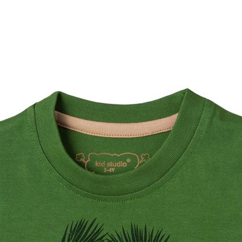 Boys Green Tiger Print T-shirt