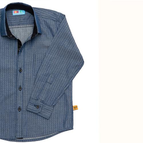 Boys Blue Stripe Denim Shirt