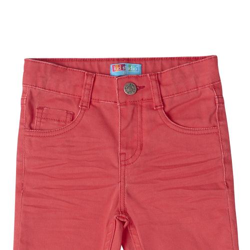 Boys Red Slim Fit Stretch Chinos