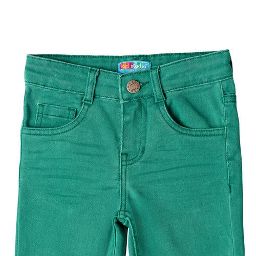 Boys Green Slim Fit Stretch Chinos