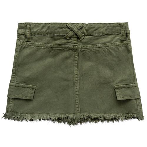 Girls Olive Green Cotton Stretch Skirt