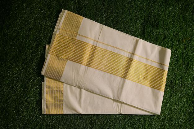 Kerala Traditional 100% Pure Cotton Set Saree with 4inch Kasavu Border-2432