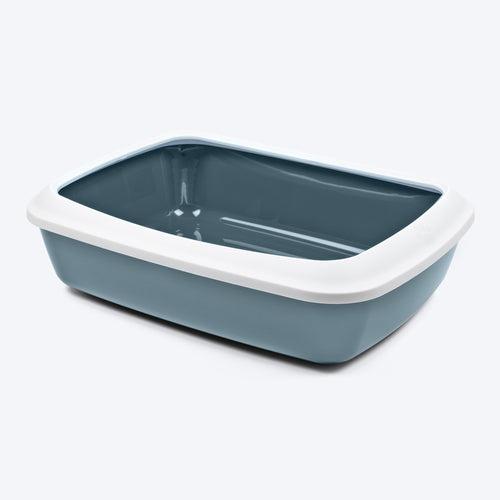 Savic IRIZ Cat Litter Tray with Rim - White Bluestone - 17 x 12 x 5 inches