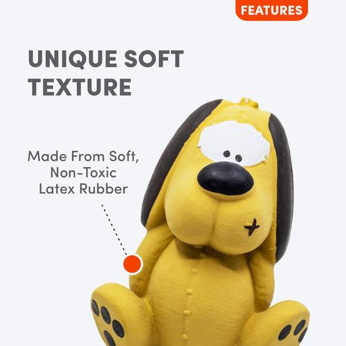 FOFOS Dog Shape Latex Bi Squeaky Chew Dog Toy - Yellow