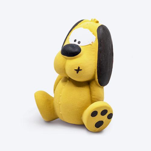 FOFOS Dog Shape Latex Bi Squeaky Chew Dog Toy - Yellow