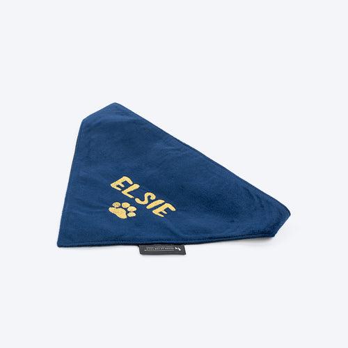 HUFT Personalised Luxe Velvet Bandana For Dog - Navy Blue