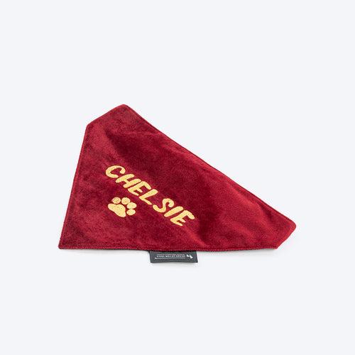 HUFT Personalised Luxe Velvet Bandana For Dog - Maroon