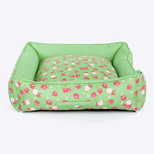 HUFT Pastel Petals Personalised Lounger Bed For Dog - Pastel Green