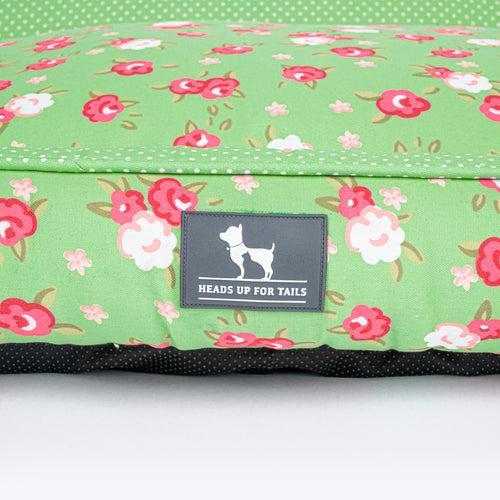 HUFT Pastel Petals Personalised Lounger Bed For Dog - Pastel Green
