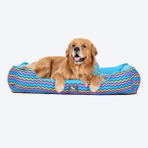 HUFT Zig Zag Wag Personalised Lounger Bed For Dog - Multicolor