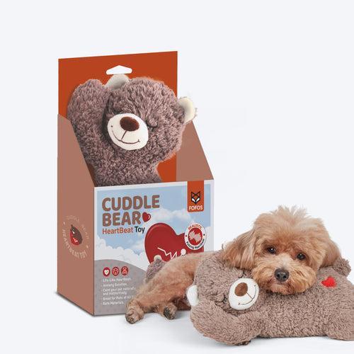 FOFOS Heartbeat Bear Squeaky Plush Toy For Dog - Brown