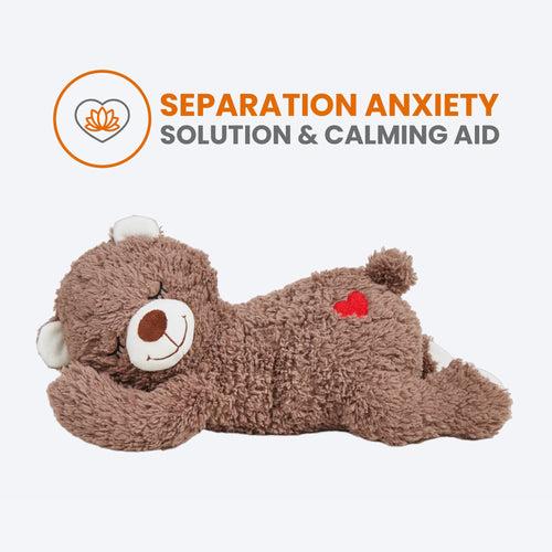 FOFOS Heartbeat Bear Squeaky Plush Toy For Dog - Brown