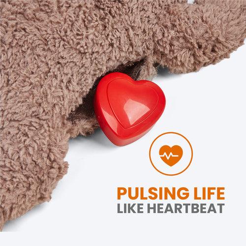 FOFOS Heartbeat Bear Squeaky Plush Toy For Dog - Brown