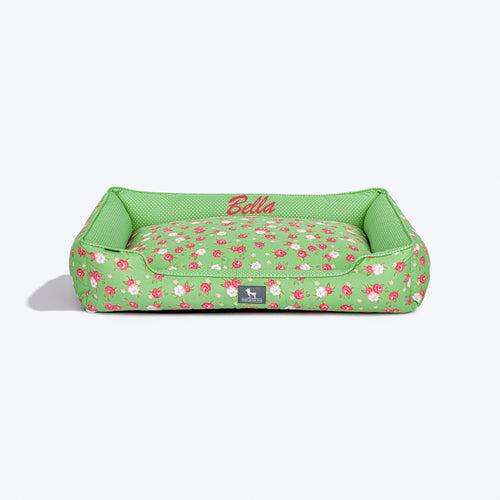 HUFT Pastel Petals Personalised Lounger Bed For Dog - Pastel Green