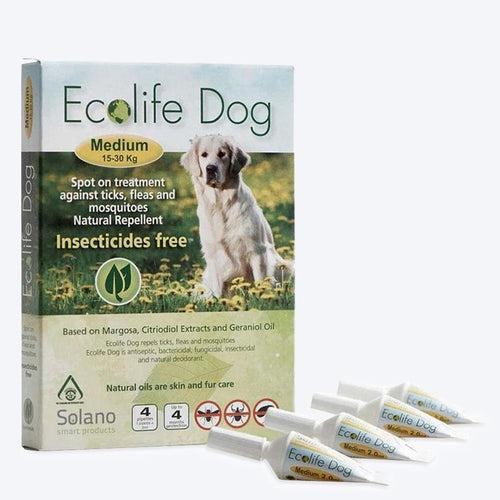 Ecolife Dog Spot On - Tick and Flea Solution for Medium Dogs (15 to 30 kg)