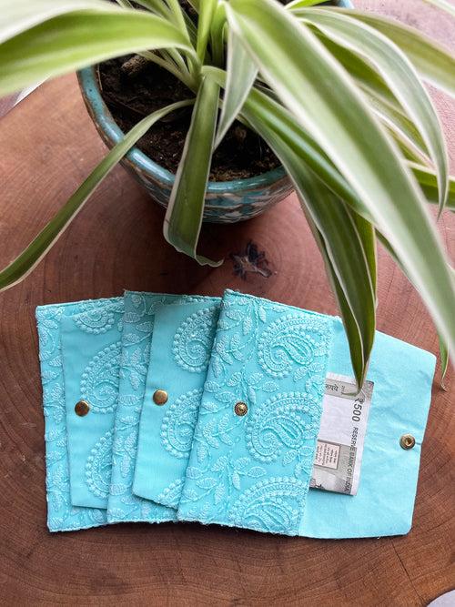 Blue Embroidered Money Envelope